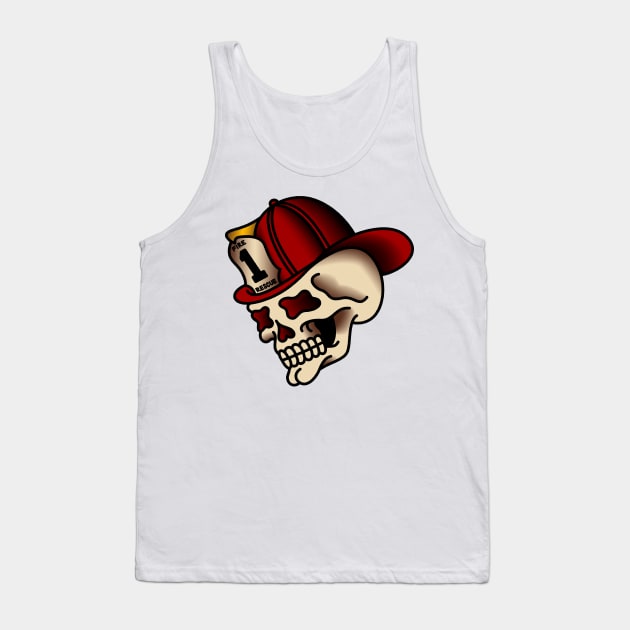 Firefighter Skull Tank Top by OldSalt